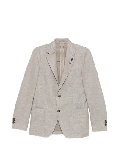 Lardini Flap-pocket Blazer In Neutral