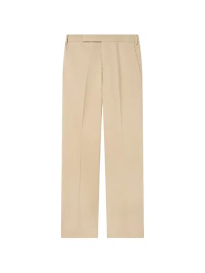 Lardini Flat-front Twill Trousers In Neutral
