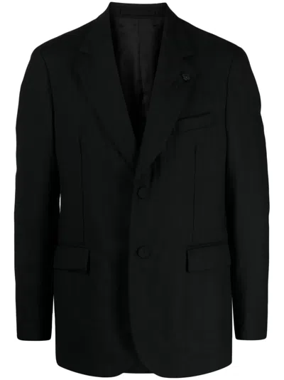 Lardini Flower-charm Single-breasted Blazer In Black