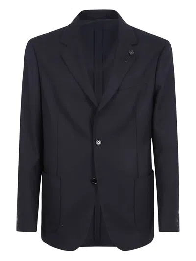 LARDINI FLOWER CLIP-DETAIL WOOL BLAZER
