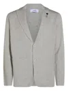 Lardini Flower-embellished Buttoned Cardigan In Gray