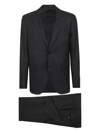 Lardini Flower-pin Suit In Black