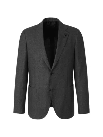Lardini Flower-patch Single-breasted Blazer In Gray