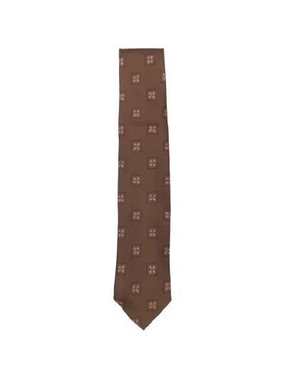 Lardini Flower-pattern Tie In Brown