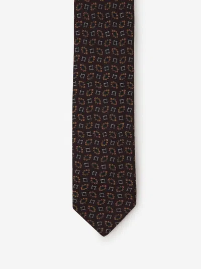 Lardini Flowers Motif Tie In Brown