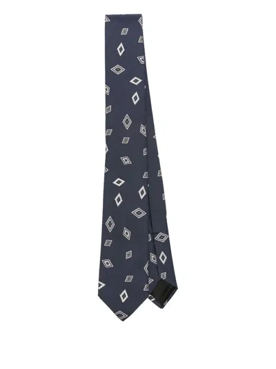Lardini Geometric-pattern Silk Tie In Blue