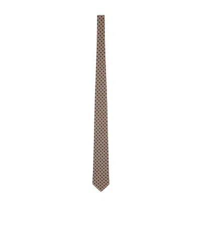 Lardini Geometric-print Pointed Tie In Brown