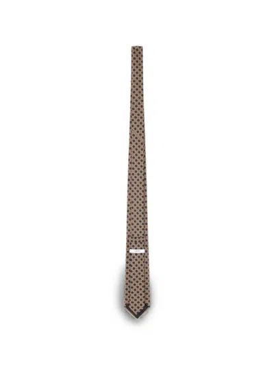Lardini Geometric-print Pointed Tie In Neutrals