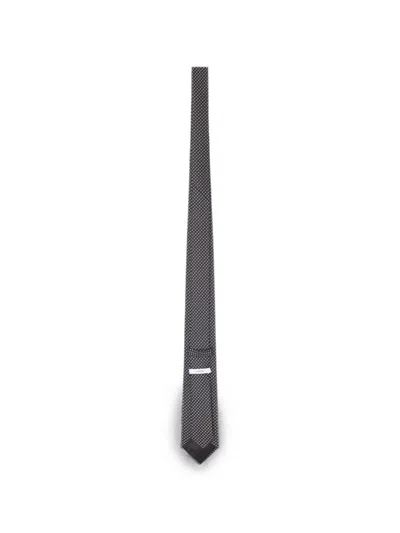 Lardini Geometric-print Silk Tie In Gray