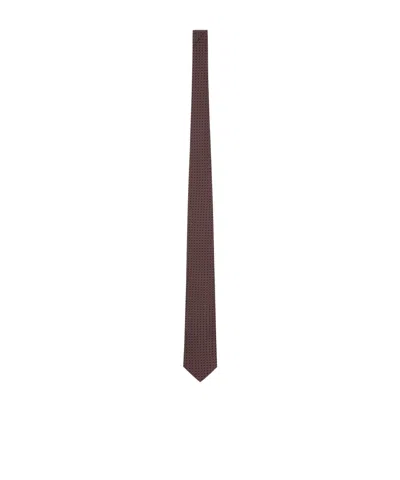 Lardini Geometric-print Silk Tie In Burgundy