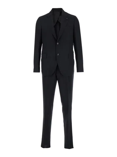 Lardini Giacca Monopetto + Pantalone Lana Stretch In Blue