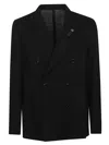 Lardini Double-breasted Blazer With Notch Lapel In Black