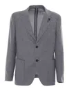 Lardini Micro-check Single-breasted Blazer In Gray