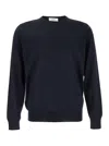 Lardini Black Round Neck Sweater With Long Sleeves In Wool And Silk Blend Man In Blu
