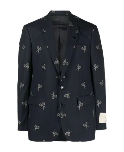 Lardini Graphic-print Single-breasted Blazer In Black