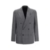 Lardini Grey Pied De Poule Double Breasted Blazer In Gray