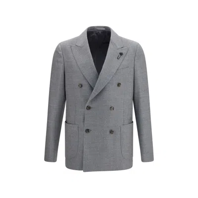Lardini Gray Wool Oves Aries Full-length Jacket In Multi