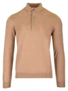Lardini Green Wool Long-sleeved Polo Shirt In Neutral