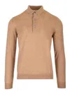 Lardini Green Wool Long-sleeved Polo Shirt In Brown