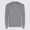 Lardini Long Sleeve Crew Neck Sweater With Ribbed Hem In Gray