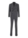 LARDINI GREY DOUBLE BREASTED SUIT WITH PEAK REVERS IN FLANEL MAN