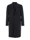 Lardini Grey Single-breasted Coat With Classic Lapels In Wool Man In Gray