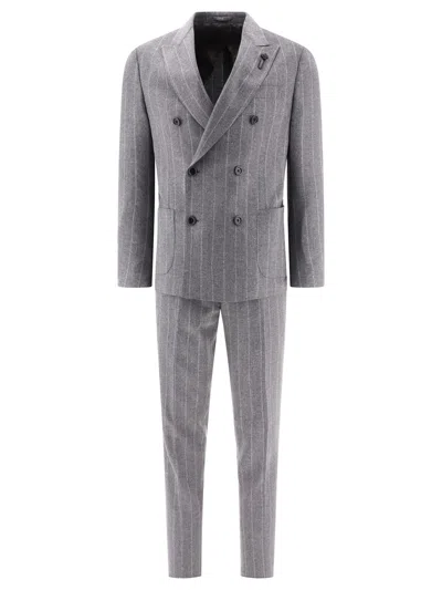 Lardini Grey Pinstriped Suit For Men In Gray
