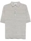 Lardini Textured Beige Polo T-shirt With Buttoned Placket In Grey