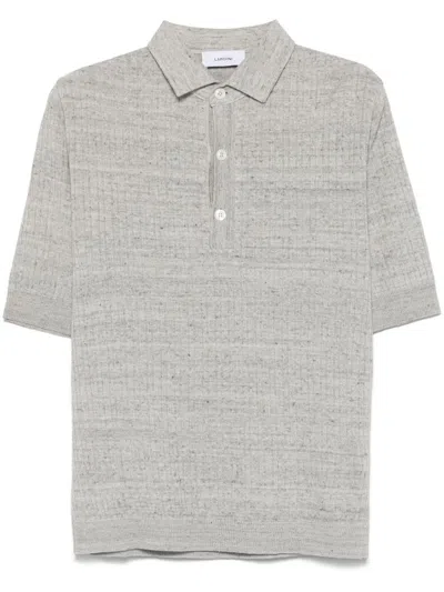 LARDINI GREY POLO SHIRT IN LINEN AND COTTON SHORT-SLEEVES