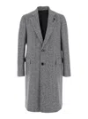 Lardini Grey Single-breasted Coat With Classic Lapels In Wool Man In Gray