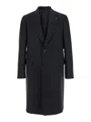 Lardini Grey Single-breasted Coat With Classic Lapels In Wool Man In Black