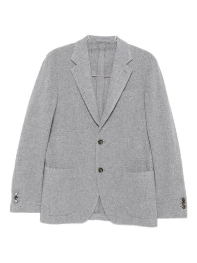 LARDINI GREY TAILORED BLAZER WITH WOOL-CASHMERE BLEND