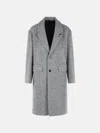 Lardini Grey Double-breasted Coat In Wool With Herringbone Pattern In Multi