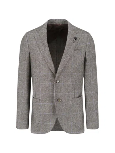 Lardini Grey Wool Pied De Poule Blazer