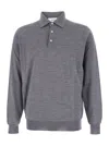 Lardini Grey Polo Shirt With Classic Collar And Dropped Shoulders In Wool Man In Gray