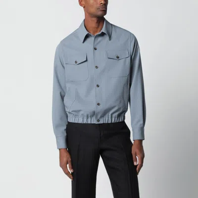 Lardini Grey Wool Shirt Jacket In Blue