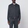 Lardini Wool Bomber With Zip And Collar Detail In Blue