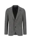 Lardini Grey Wool-blend Herringbone Single Breasted Blazer In Grey