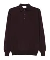 Lardini Half-button Long Sleeved Polo Shirt In Brown