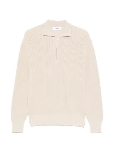 Lardini Half-zip Polo Sweater In Neutral