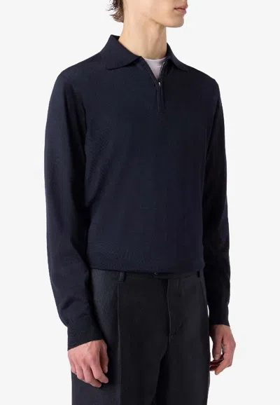 Lardini Half-zip Polo T-shirt In Blue