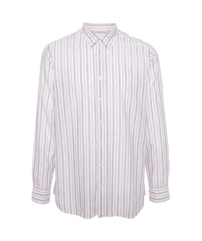 Lardini Halo-stripe Classic-collar Shirt In White