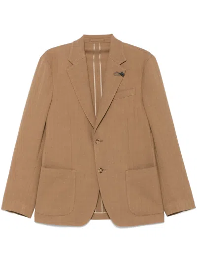 Lardini Herringbone Blazer In 褐色