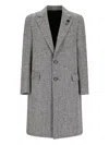 Lardini Herringbone Button-up Coat In Gray
