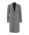 Lardini Grey Single-breasted Coat With Classic Lapels In Wool Man In Gray