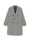 Lardini Double-breasted Coat With Herringbone Pattern In Gray