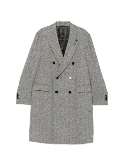 LARDINI HERRINGBONE DOUBLE-BREASTED COAT