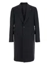 Lardini Herringbone Flower-embellished Coat In Black