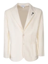 Lardini Herringbone Ivory Cardigan Style Jacket In White