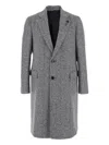 Lardini Herringbone Single-breasted Coat In Gray